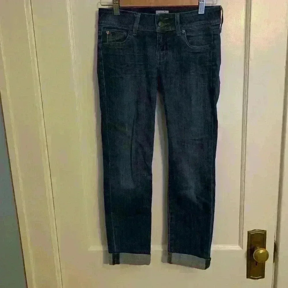 Hudson Ginny Straight Ankle with Cuff Cropped Jeans, Womens Size 25